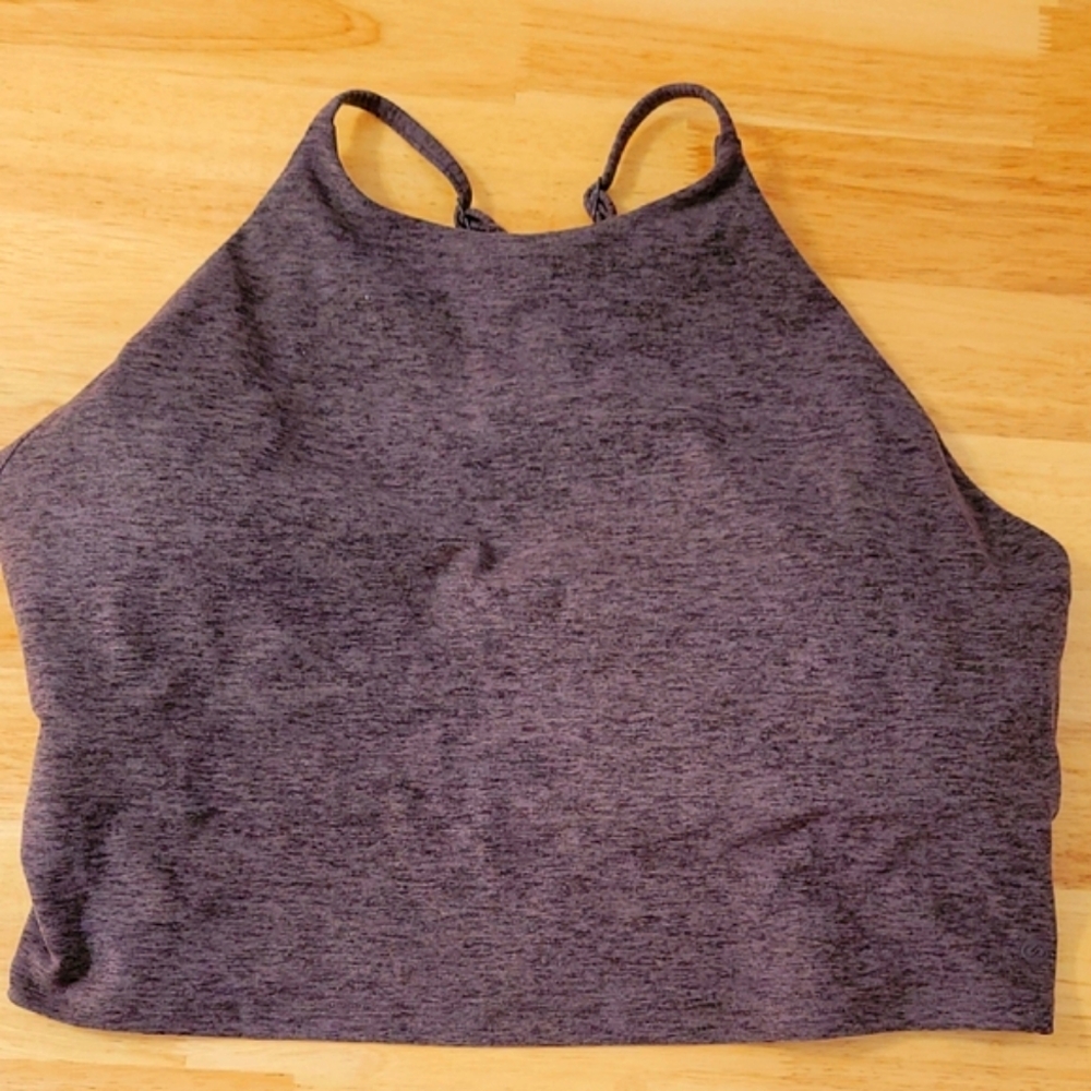 CALIA by Carrie Underwood Cross Back Lustralux Crop Dark Brown Heather XXL
